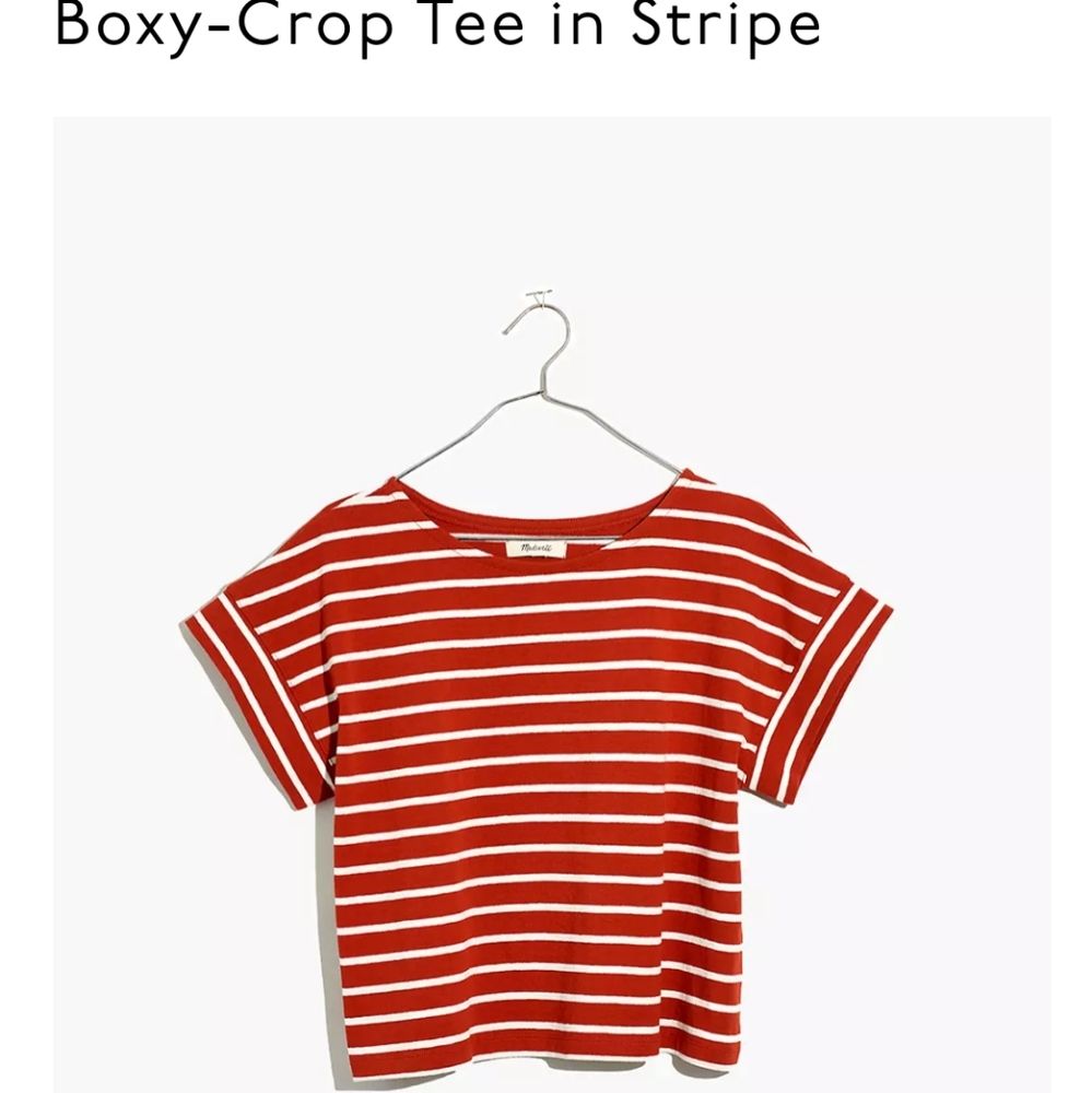 Madewell Boxy-Crop Tee, size small, burnt orange